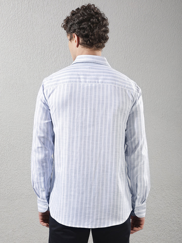 White 100% Cotton Verical Stripes Shirt