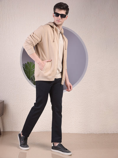 Luxe Beige Hooded Neck Sweatshirt
