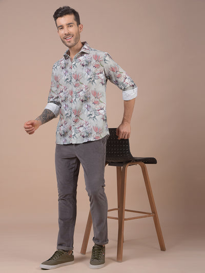 Multi-Color Floral Print 100% Cotton Shirt