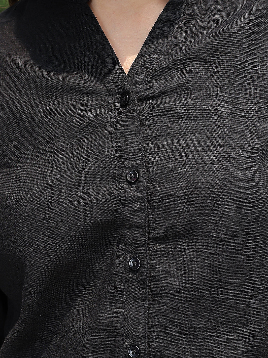 Black V-Neck 100% Cotton Shirt
