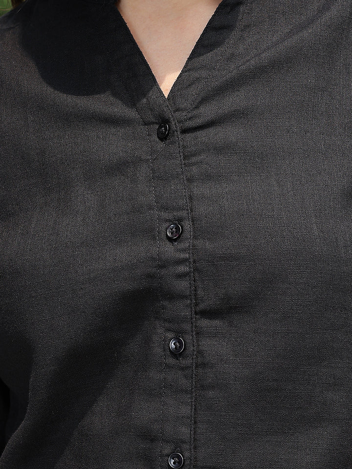 Black V-Neck 100% Cotton Shirt