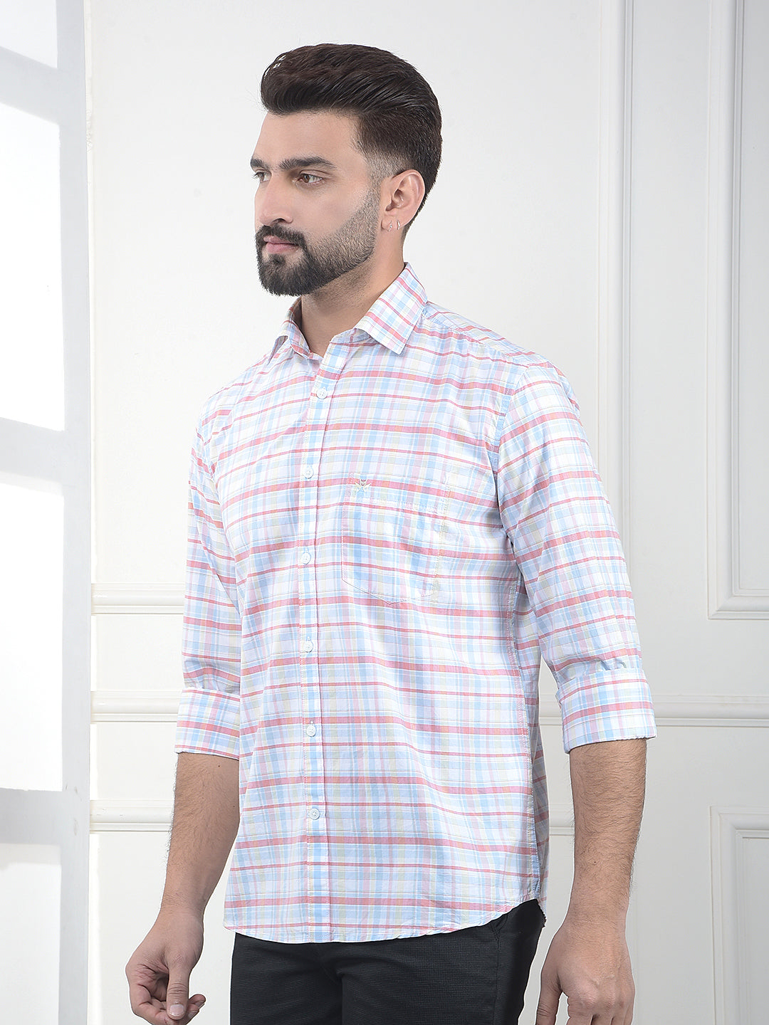 Multi-Color Checked 100% Cotton Shirt