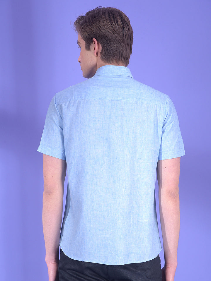 Cerulean Drift Blue Linen Shirt