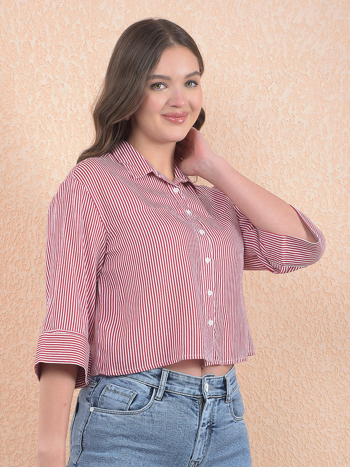 Striped Linen Red Shirt