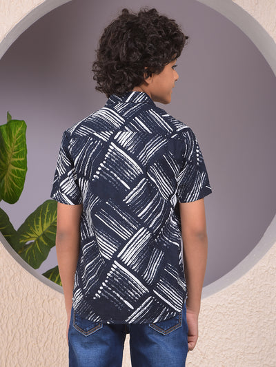 Blue Printed 100% Cotton Shirt