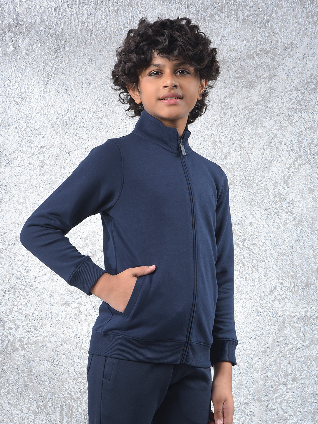 Stretch Fabric Navy Blue Sweatshirt