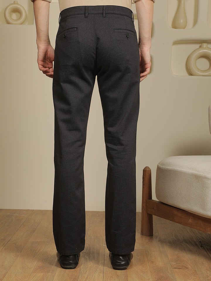 Black Printed Straight Trousers