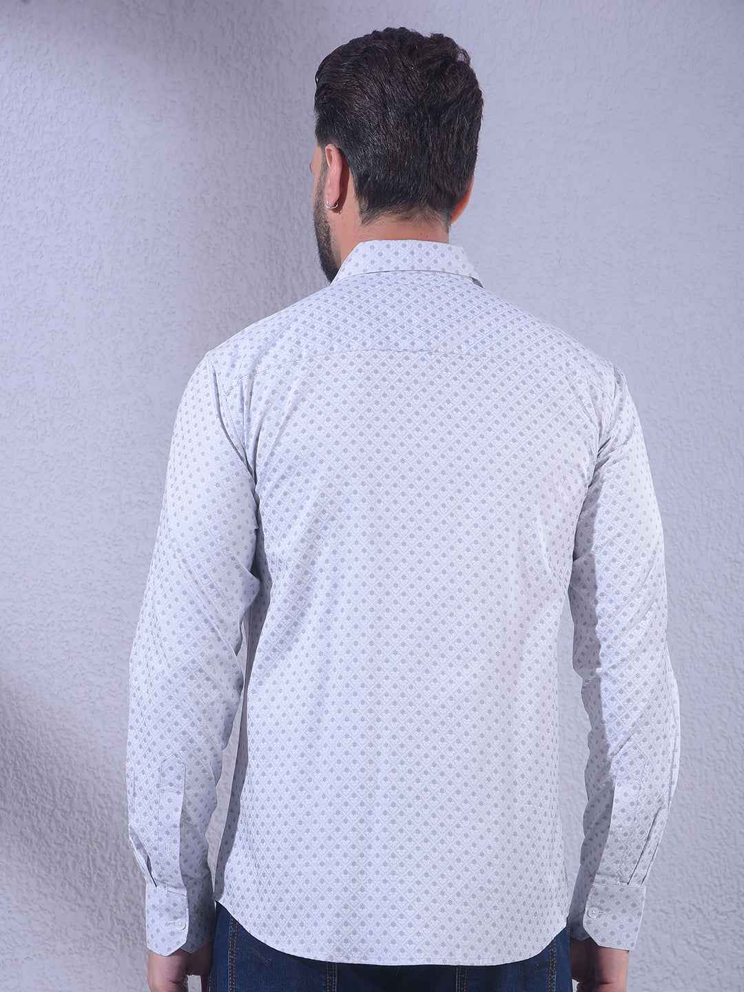 Grey Floral Print Modal Shirt