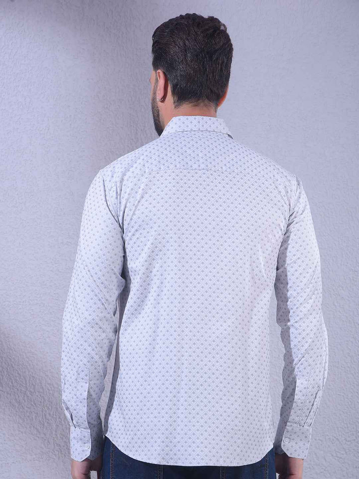 Grey Floral Print Modal Shirt