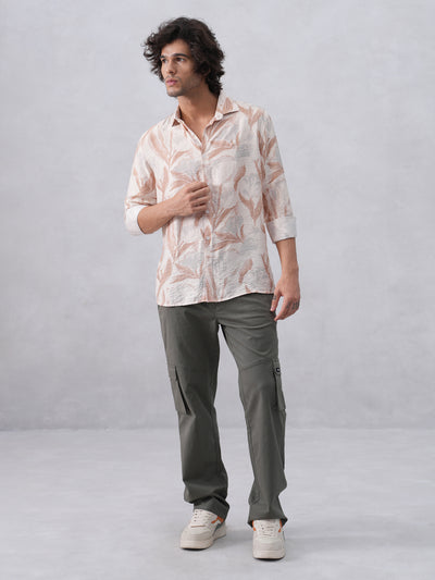 Peach Floral Print Shirt
