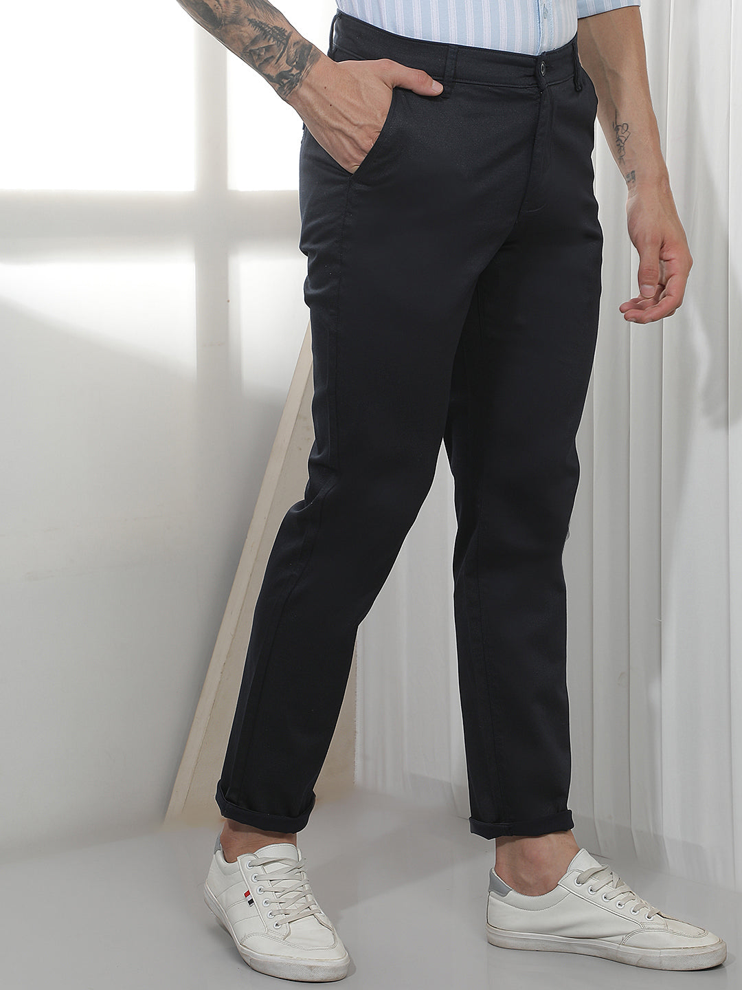 Navy Blue Casual Trousers