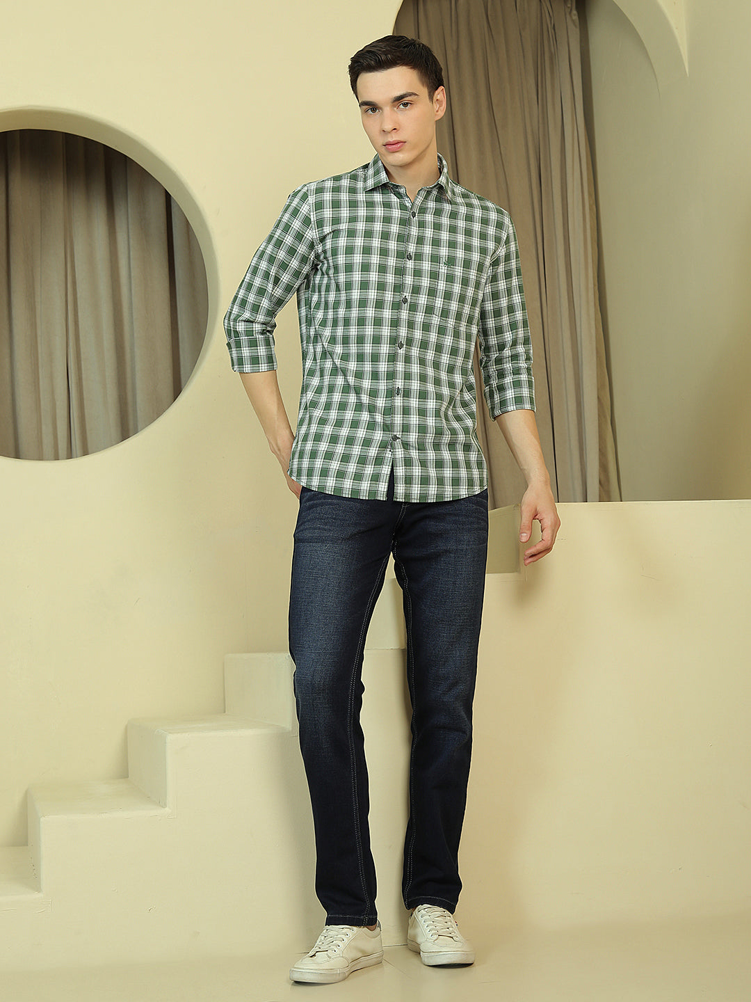 Green Checked 100% Cotton Shirt