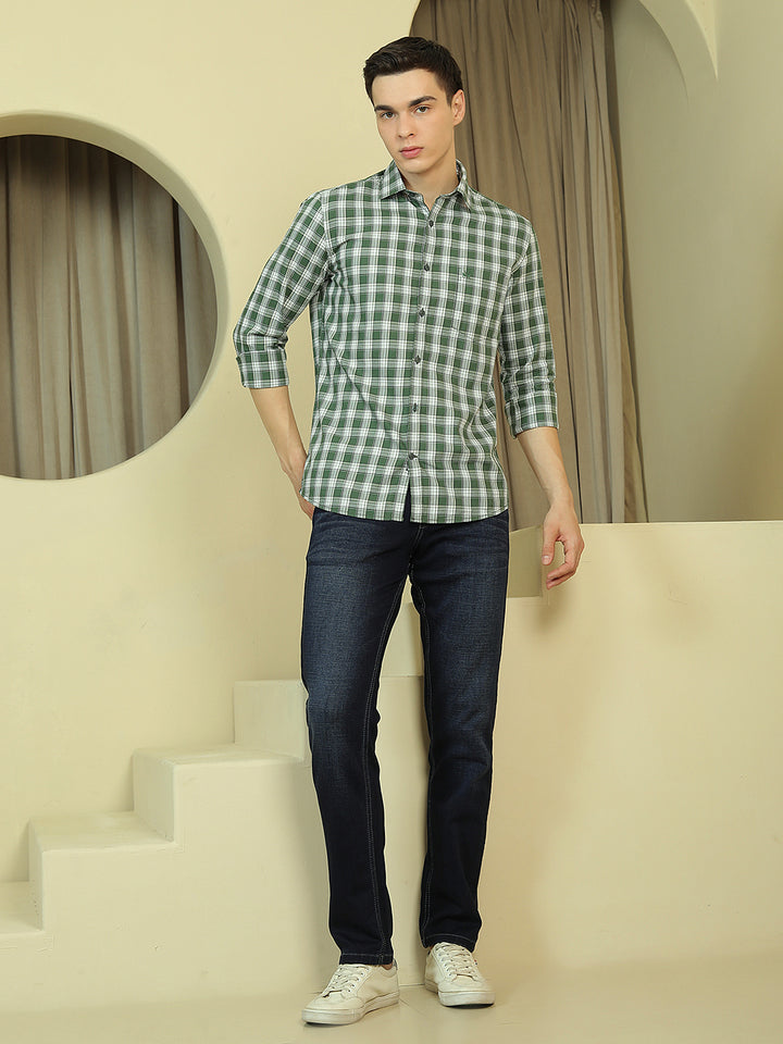 Green Checked 100% Cotton Shirt