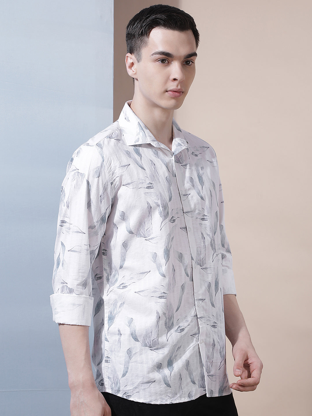 White Floral Print Shirt