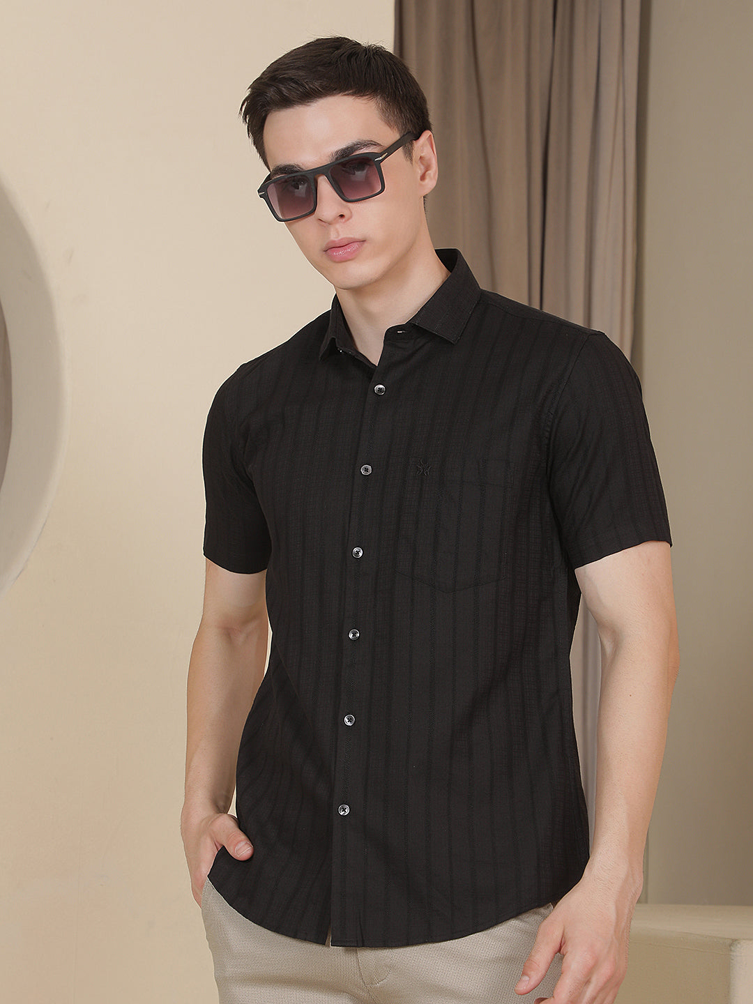 Black Vertical Stripes Shirt