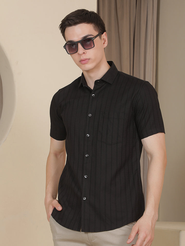 Black Vertical Stripes Shirt