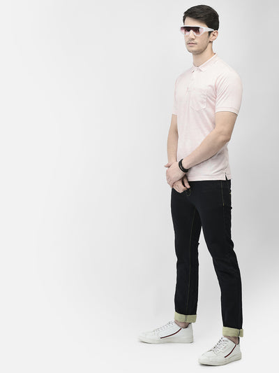 Pink Printed Polo Neck T-Shirt
