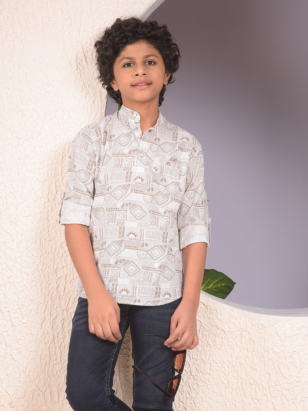 Vivid Brown Printed Kurta