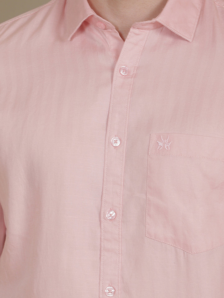 Peach Vertical Stripes Shirt