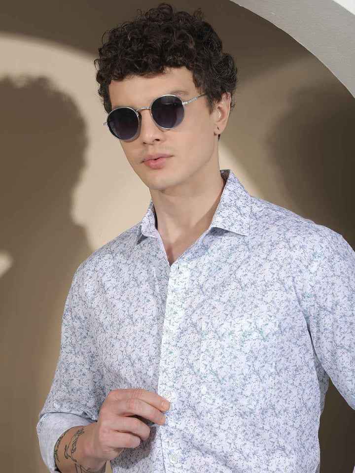 Blue Floral Print Shirt