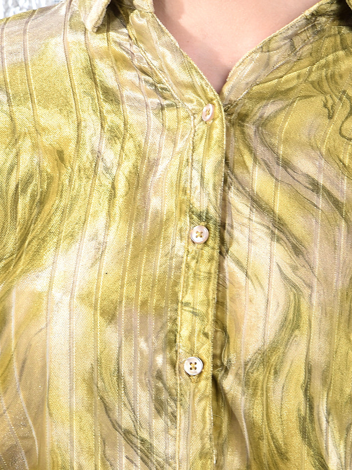 Olive Abstract Print Shirt