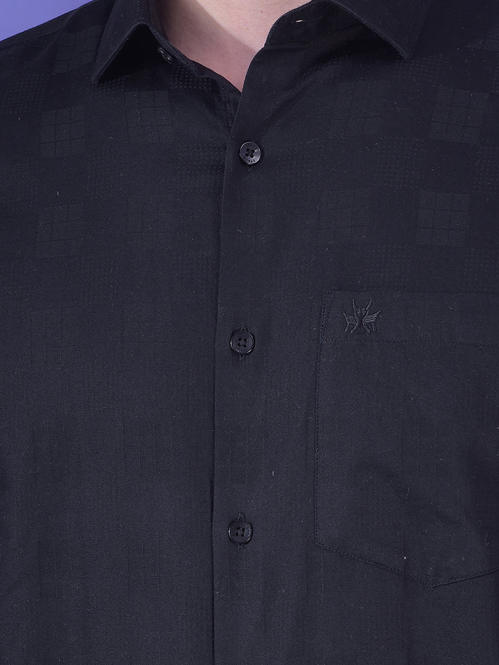 Black Jacquard 100% Cotton Shirt