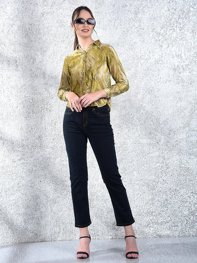 Olive Abstract Print Shirt