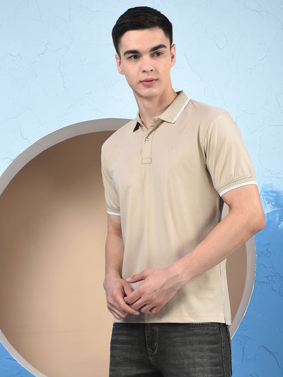 Beige Polo-Neck T-Shirt