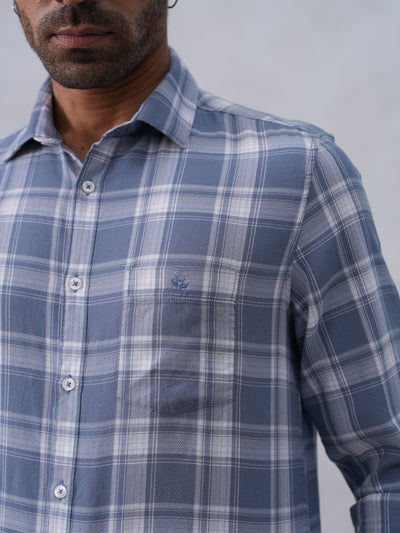 Blue Checked 100% Cotton Shirt
