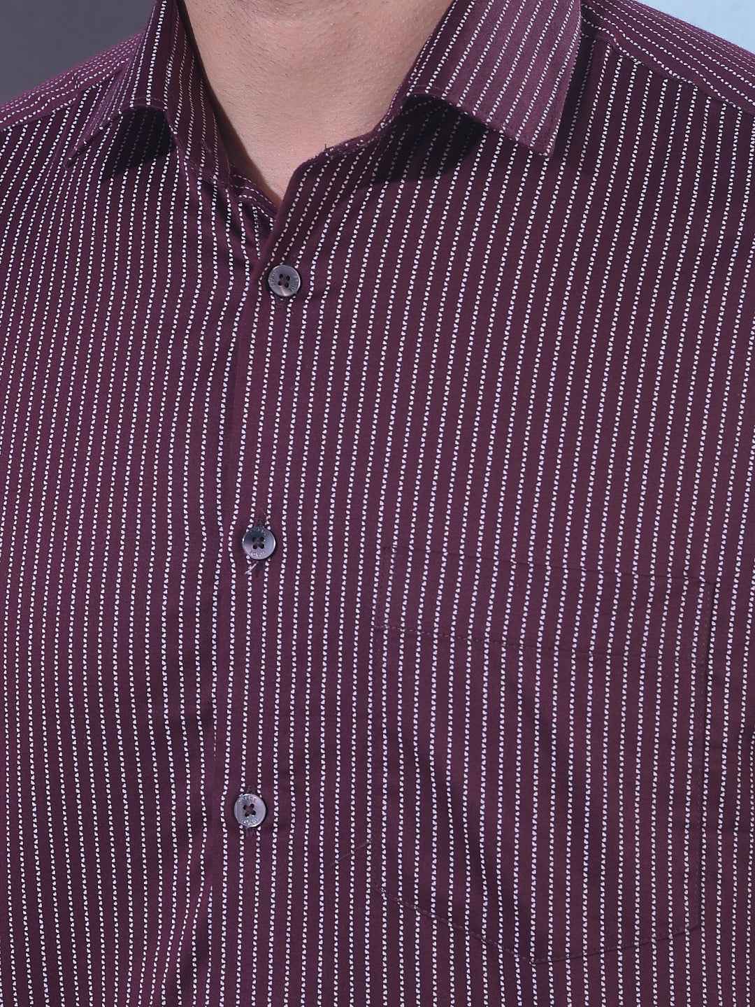 Wine Vertical Stripes Shirt