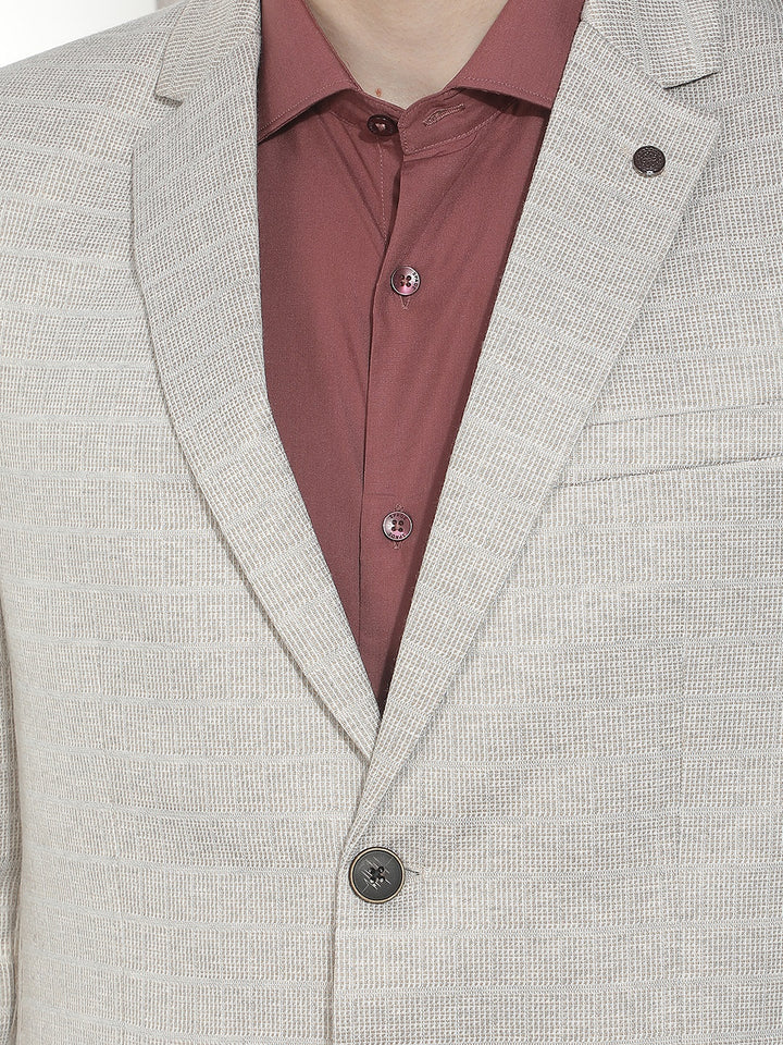 Brown Textured Notched Lapel Blazer