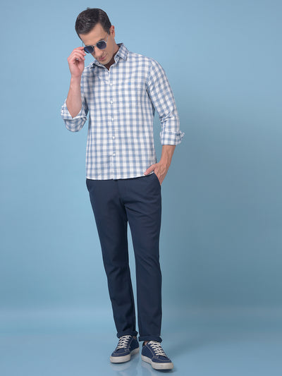 Blue Checked 100% Cotton Shirt