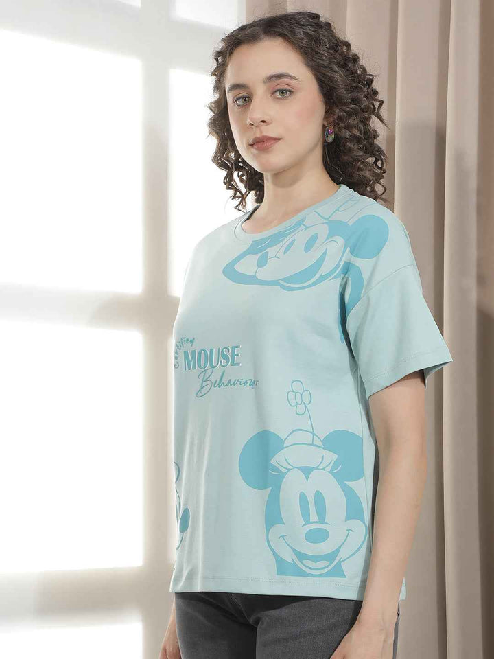 Blue Graphic Printed Oversize T-Shirt
