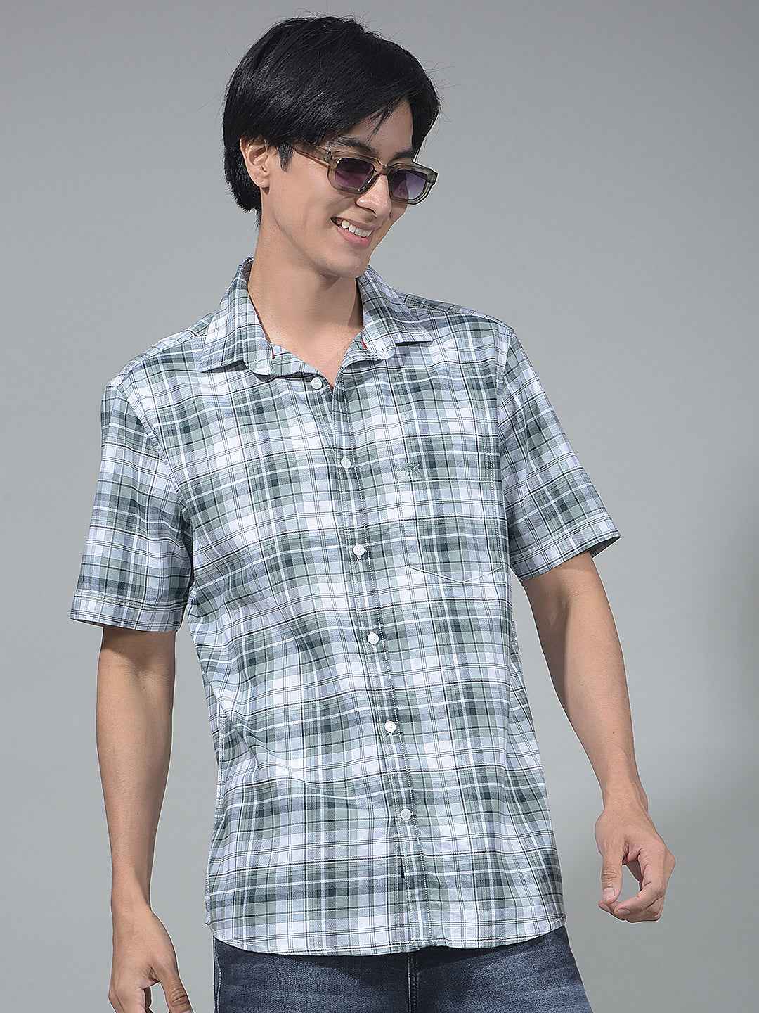 Green Checked 100% Cotton Shirt