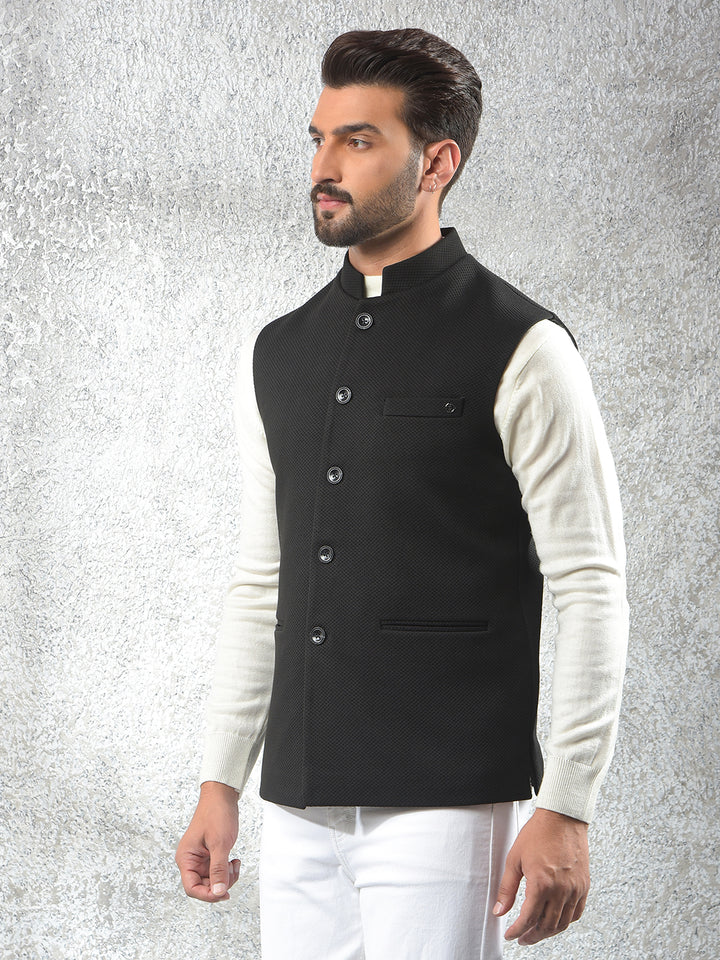 Black Jacquard Waist Coat