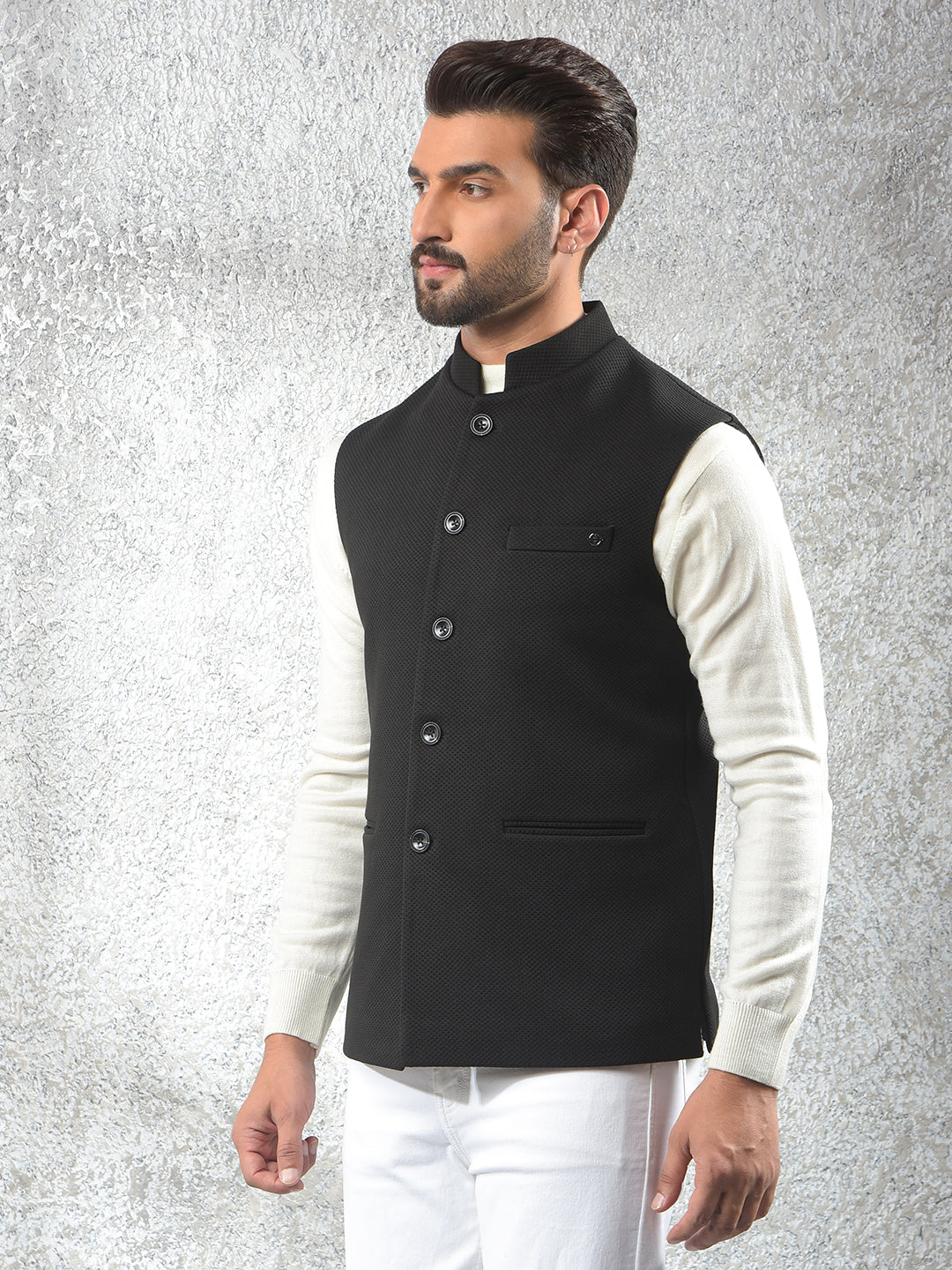 Black Jacquard Waist Coat