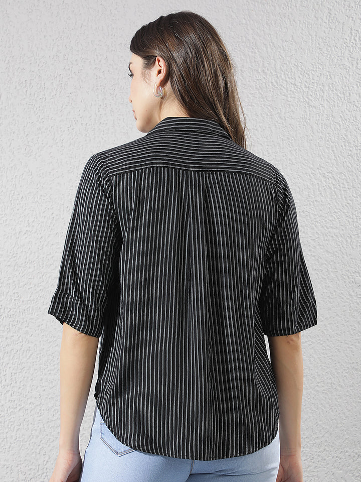 Black Vertical Stripes Top