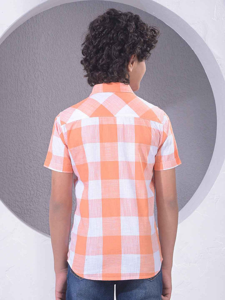 Orange Checked 100% Cotton Shirt