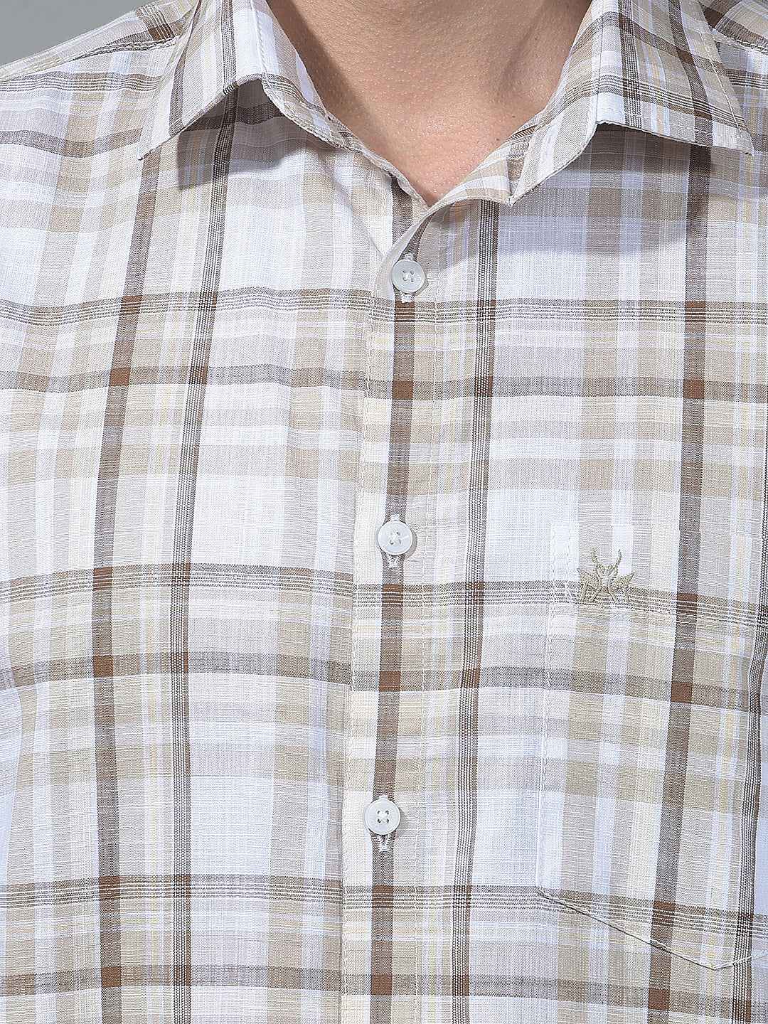 Brown Checked 100% Cotton Shirt