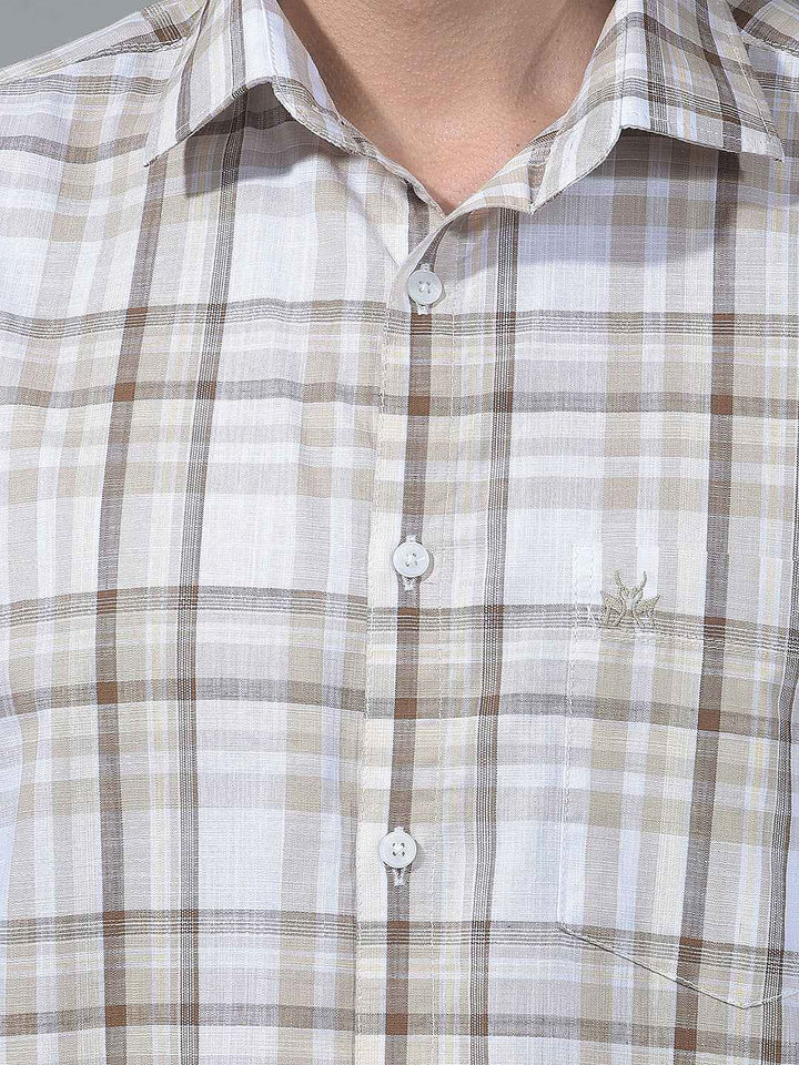 Brown Checked 100% Cotton Shirt
