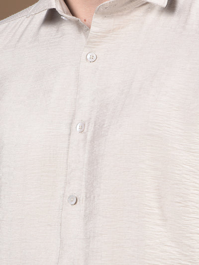 Classic Beige Slub Textured Shirt