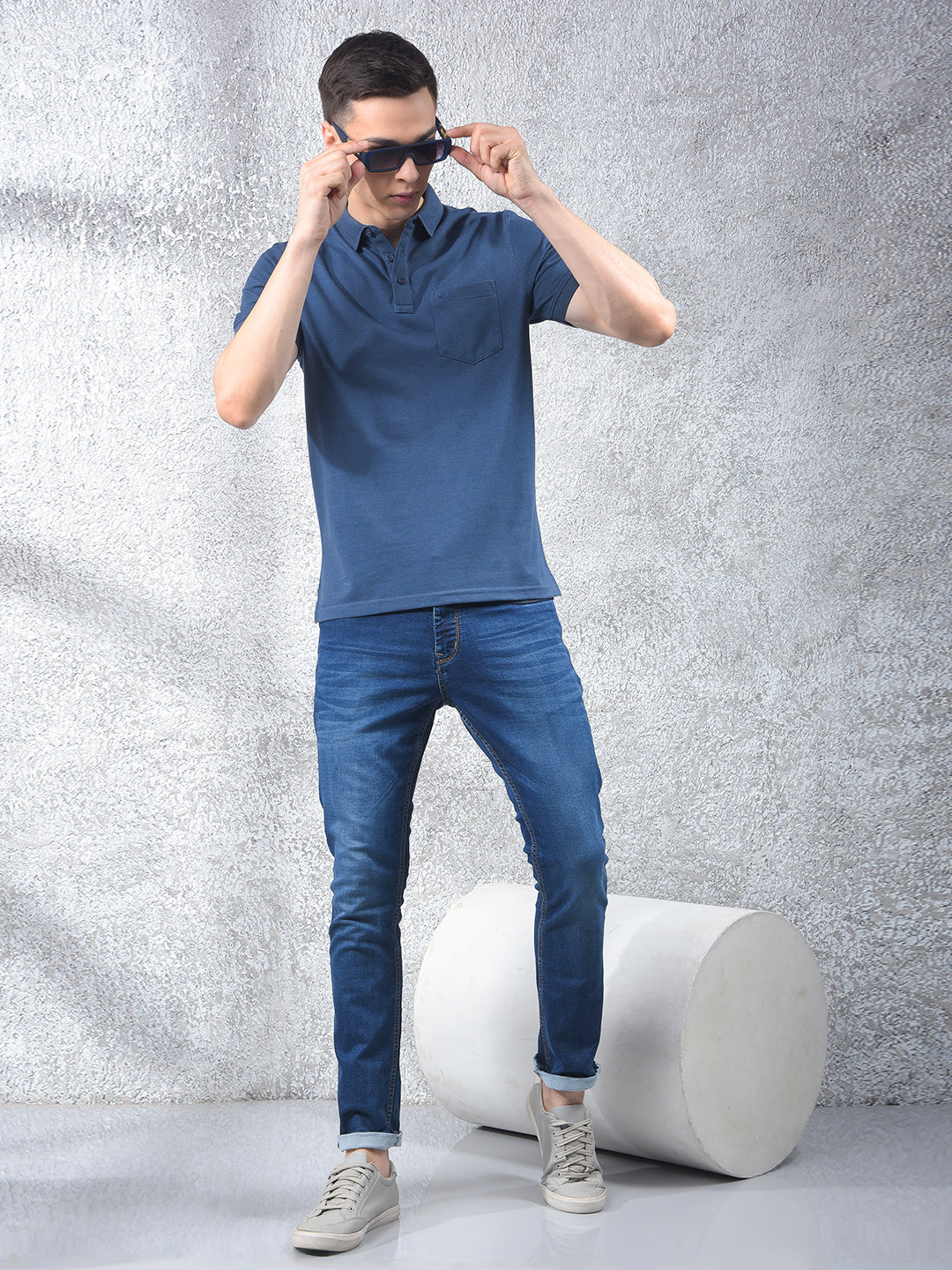 Blue Polo Neck T-Shirt