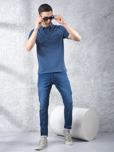 Blue Polo Neck T-Shirt