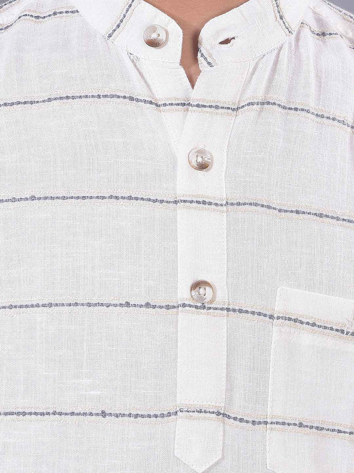 Off White Horizontal Stripes Kurta