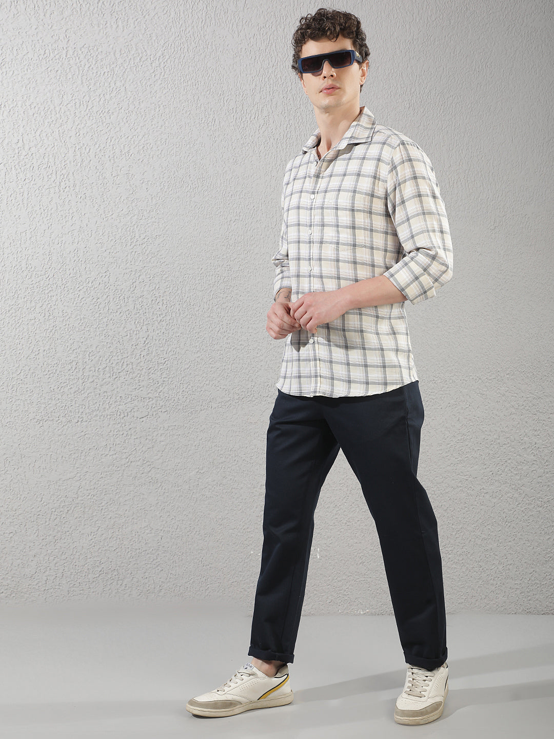 Yellow Linen Checked Shirt