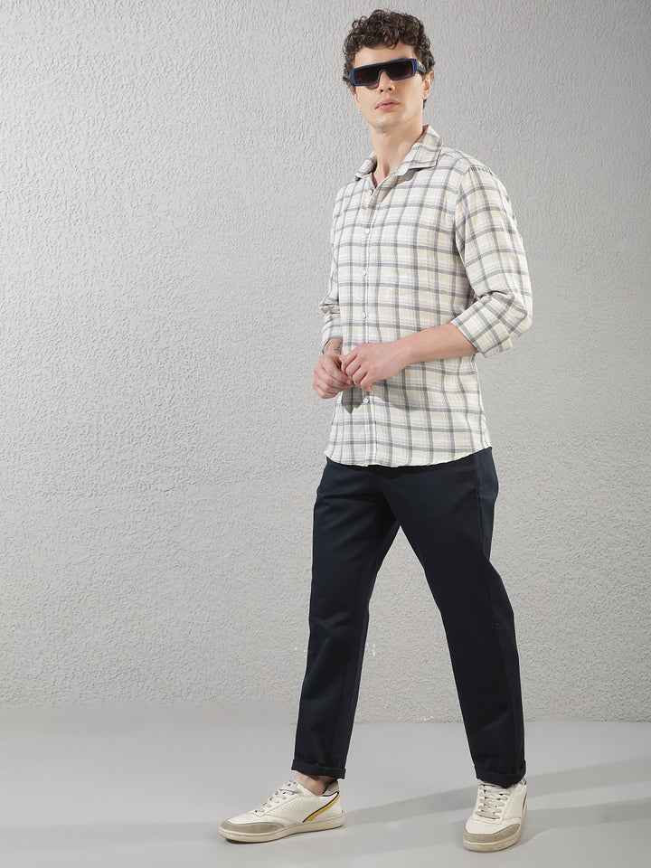 Yellow Linen Checked Shirt