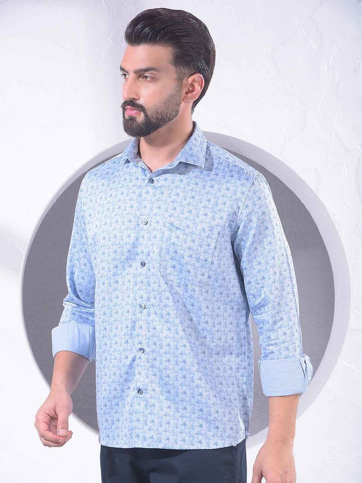 Blue Minimal Printed Shirt