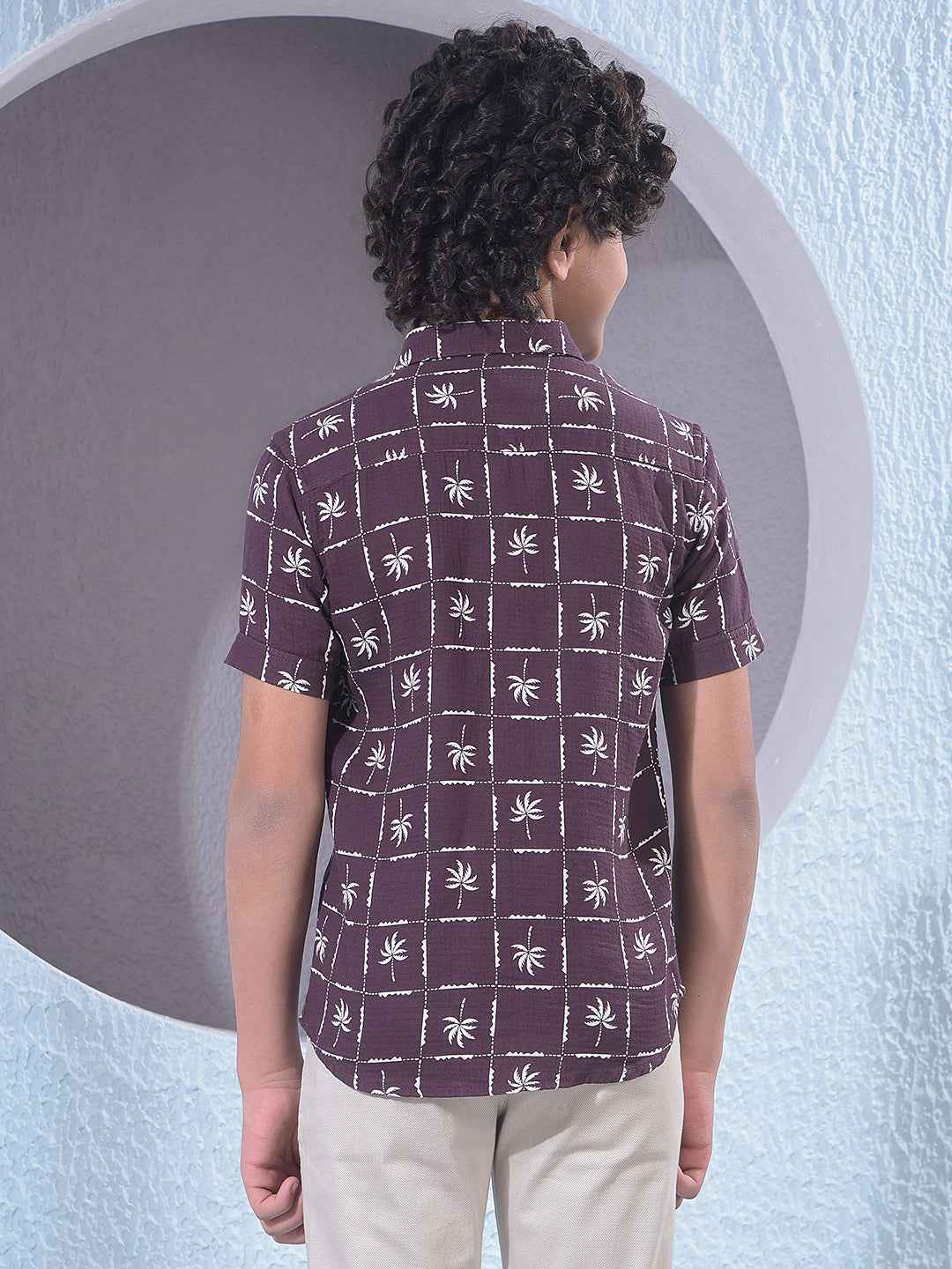 Wine Botanical Print 100% Cotton Shirt