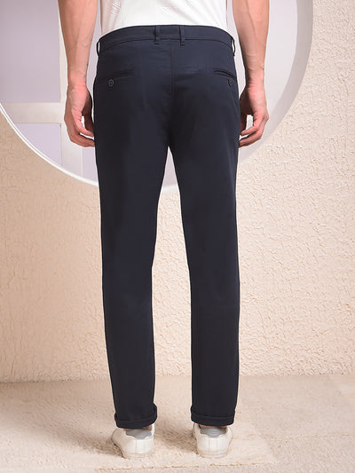  Obsidian Dobby Fit Navy Blue Trousers