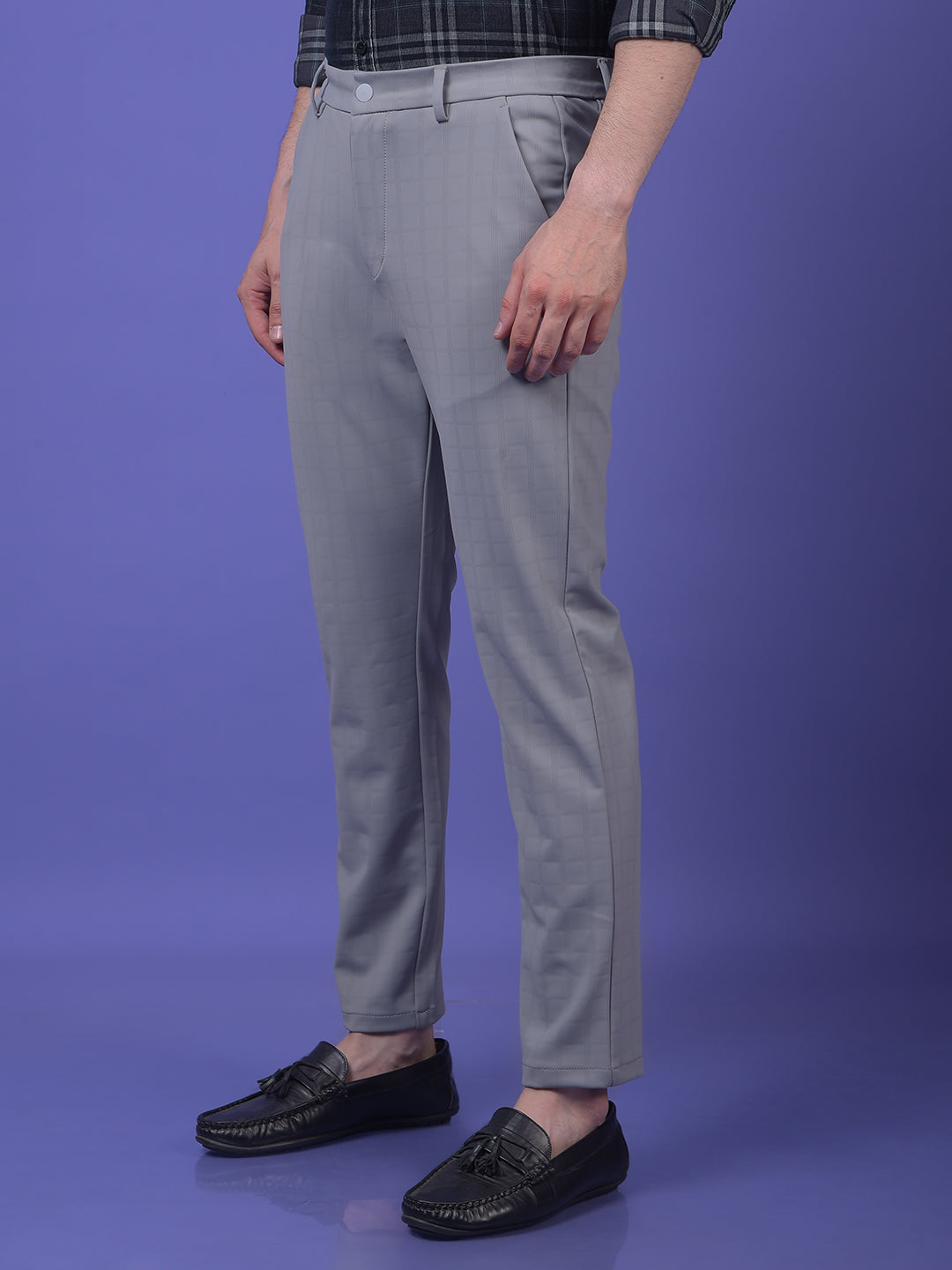 Streamlined Grey Checked Trousers